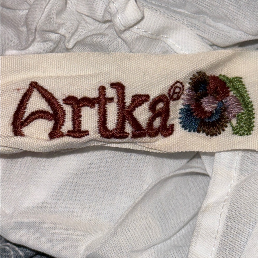 Artka Embroidered Cotton Mini Dress SZ Small - Picture 7 of 7